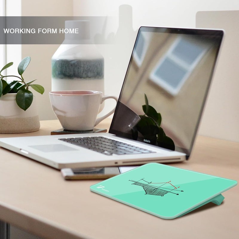 TOWON Mint Green Mini Desktop Pure Glass Whiteboard, Small Slope Slick Desk Whiteboard Glass, Desk White Board, Desktop White Board Dry Erase, Stenography Artifact for Office Homeschooling Décor, 8x6 inch - Image 2
